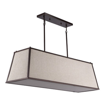 Crosby 42" Minimalist Industrial Trapezoidal Linen Iron Linear LED Pendant - JONATHAN Y